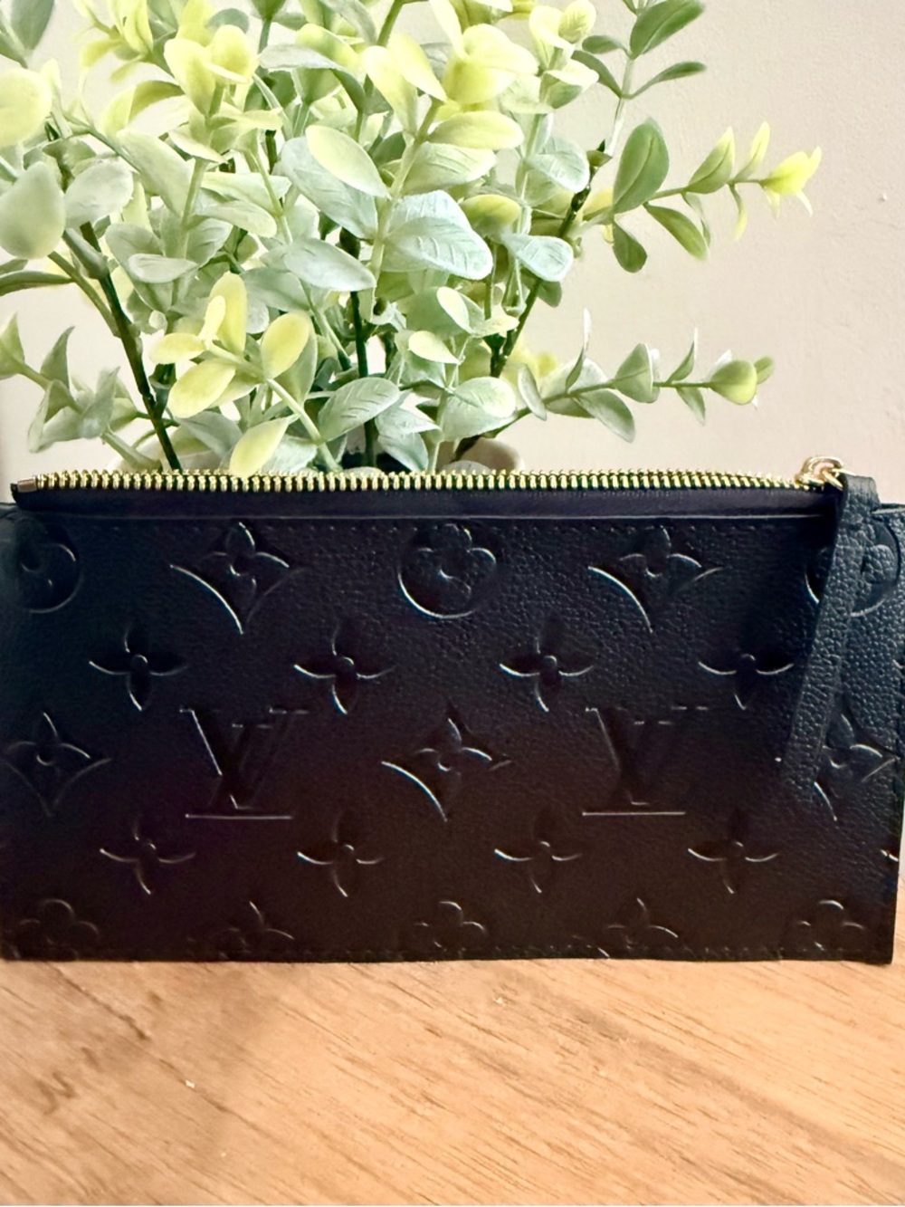 Louis Vuitton Black Embossed Monogram Zip Pouch (Cousin)